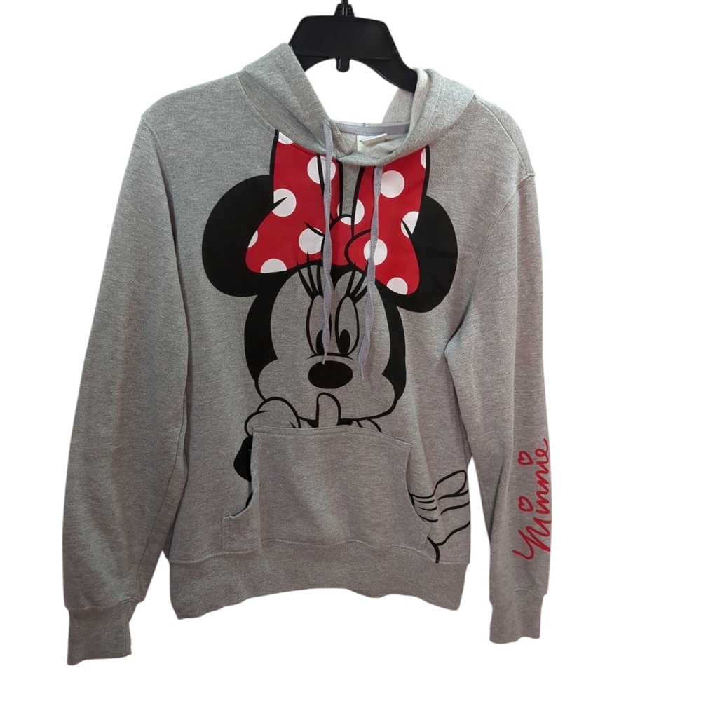Disney Minnie Mouse Gray Hoodie/LS  Sweatshirt Sz Large Girls Women's Small-XS